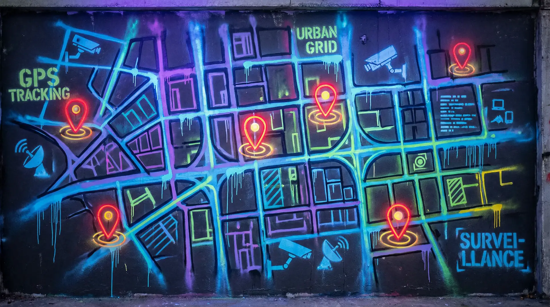 辛柏青和朱媛媛 狗仔追踪地图 - 城市涂鸦风格